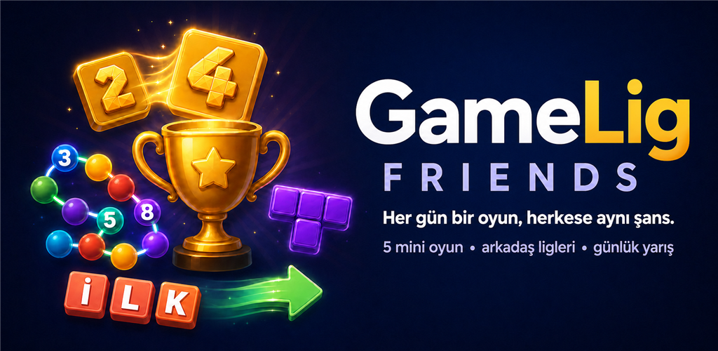 GameLig Friends kupası ve beş mini oyunun simgeleri